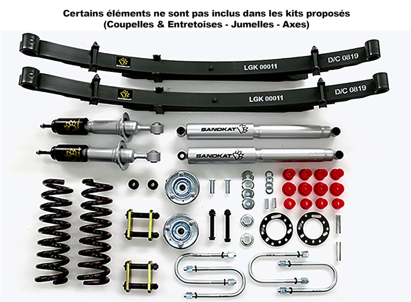 Kit Suspension Sandkat4x4 - Rehausse env. 5 cm - Pickup Nissan Navara D23/NP300 - Charge +50kg/+300kg